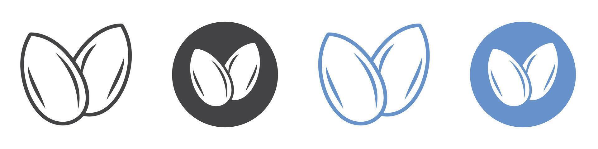 Almond icon flat line symbol set. vector