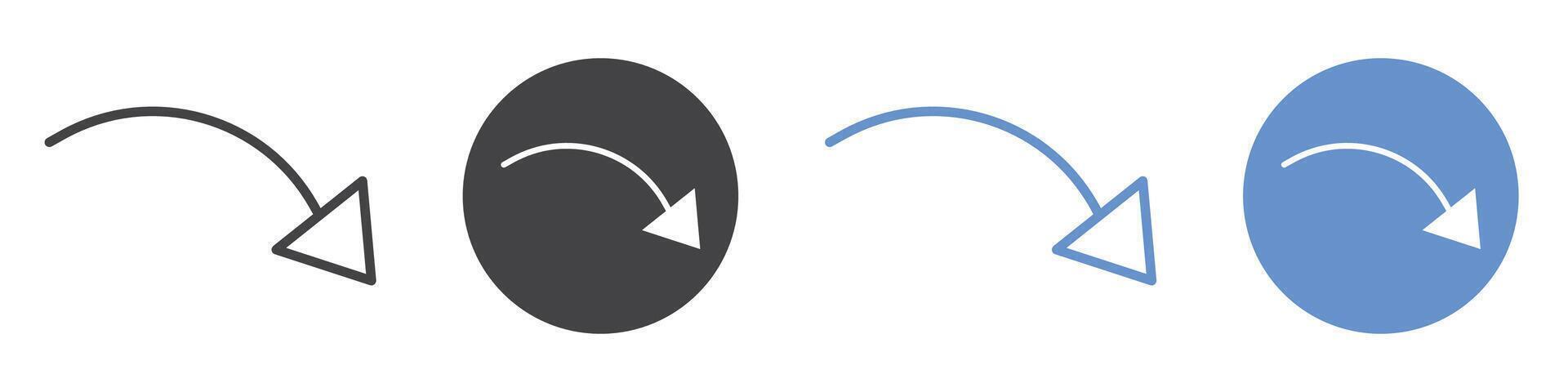 Curved arrow icon flat line symbol set. vector