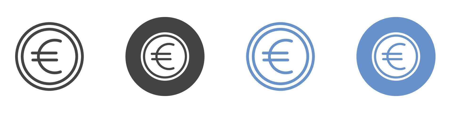 Euro Icon flat line symbol set. vector