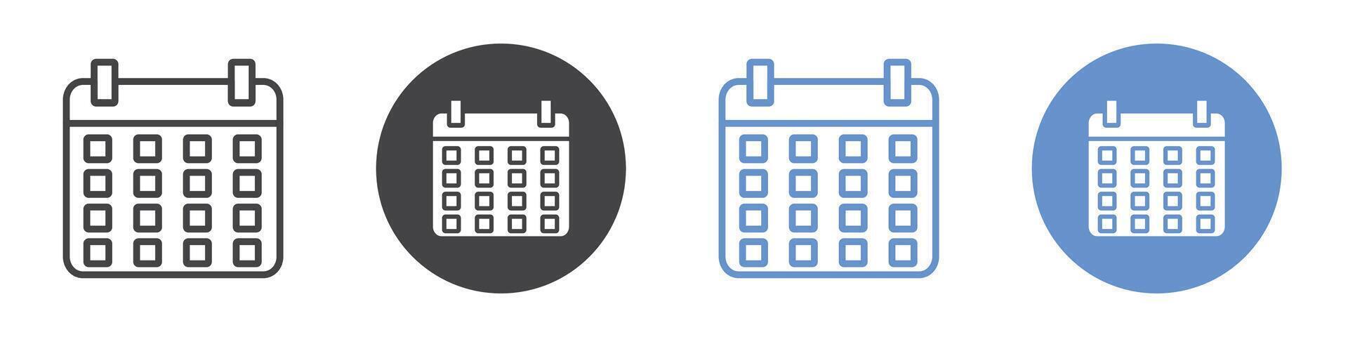 Calendar icon flat line symbol set. vector