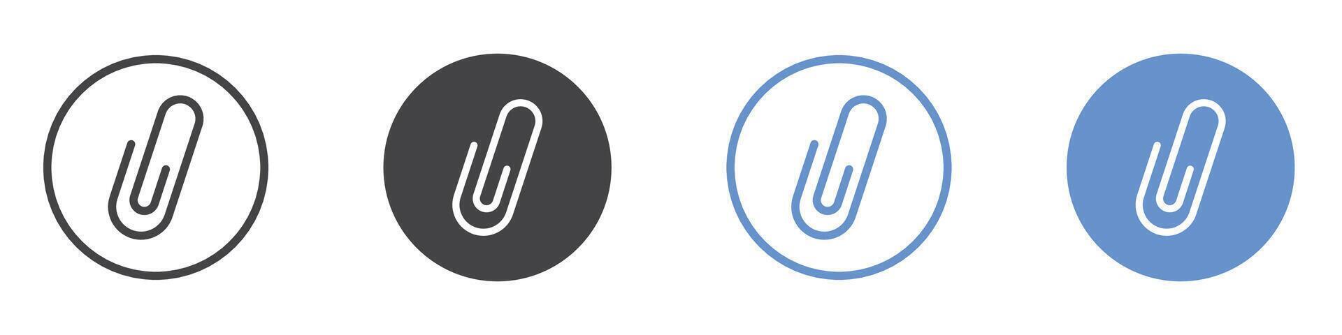 Attachment clip icon flat line symbol set. vector