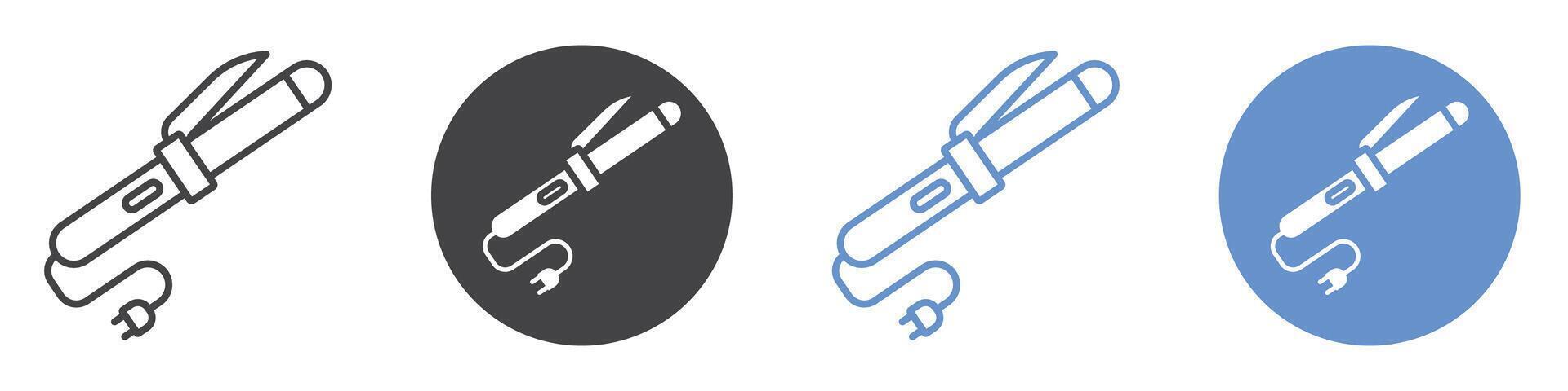 Hair curler icon flat line symbol set. vector