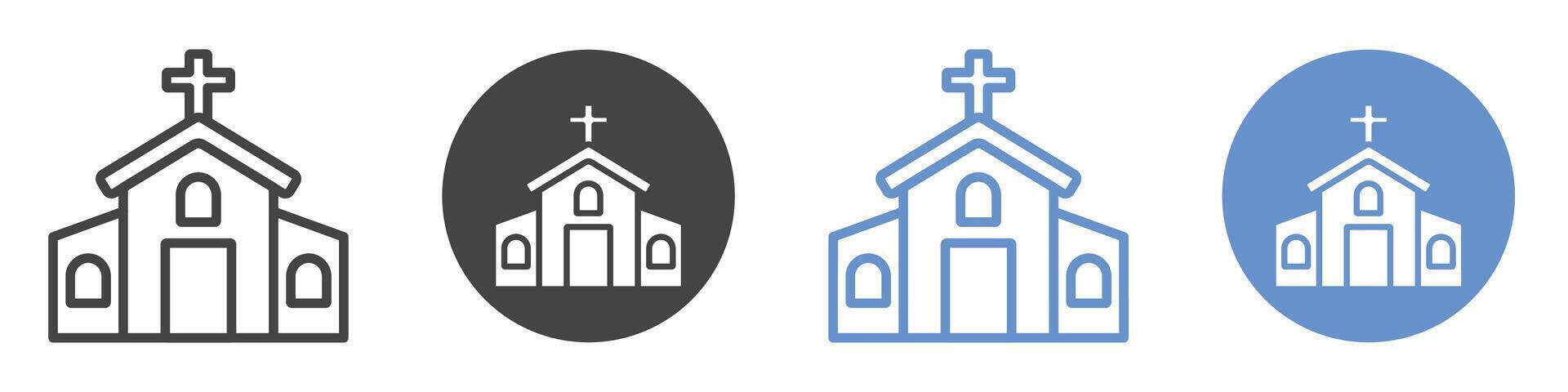 Church icon flat line symbol set. vector