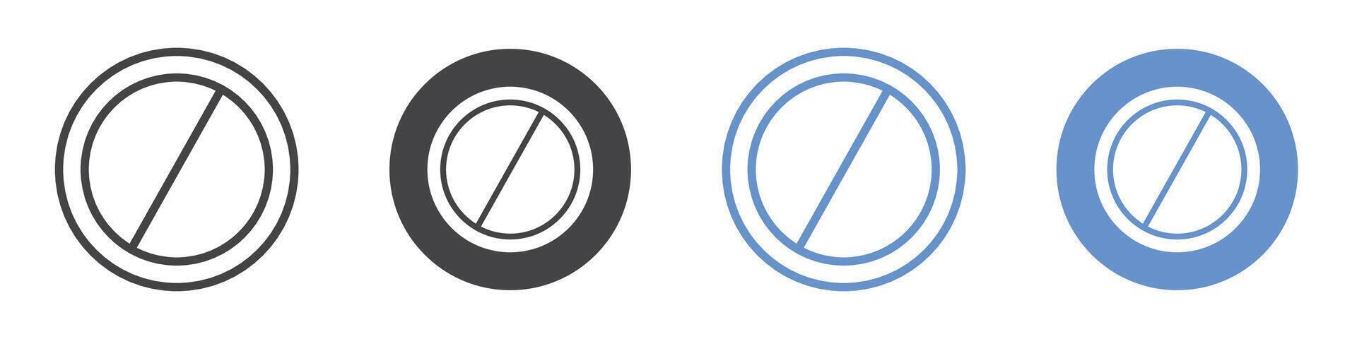Blocked icon flat line symbol set. vector