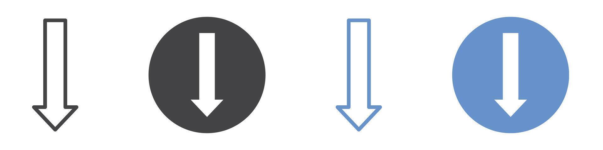 Arrow down icon flat line symbol set. vector