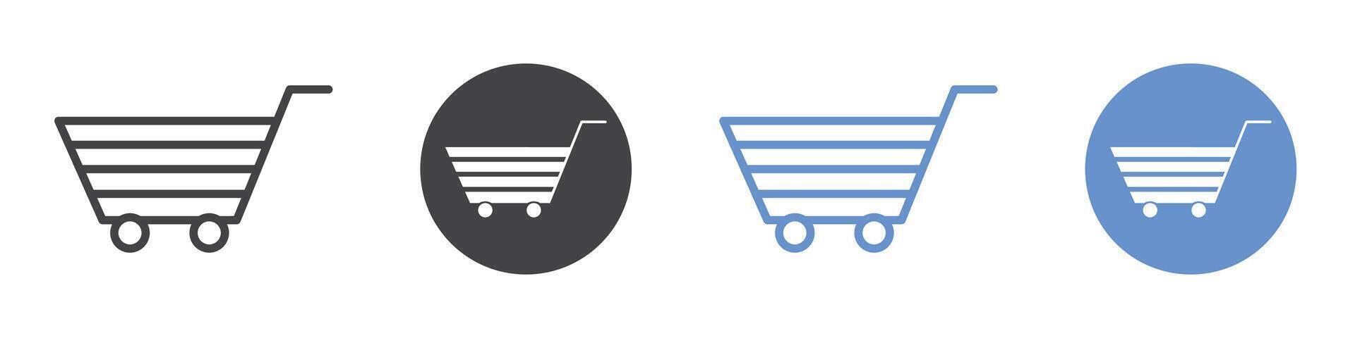 Cart icon flat line symbol set. vector