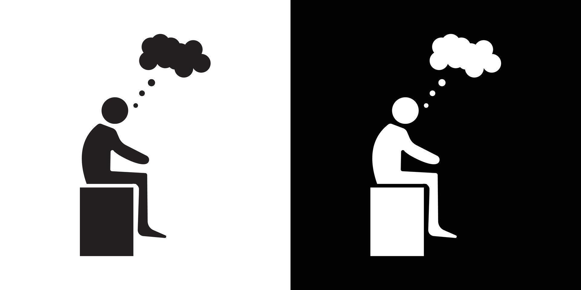 Thinking icon Thin line flat illustration vector