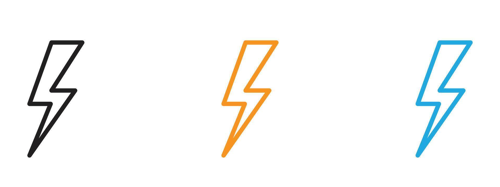 Lightning icon Thin line illustration set vector