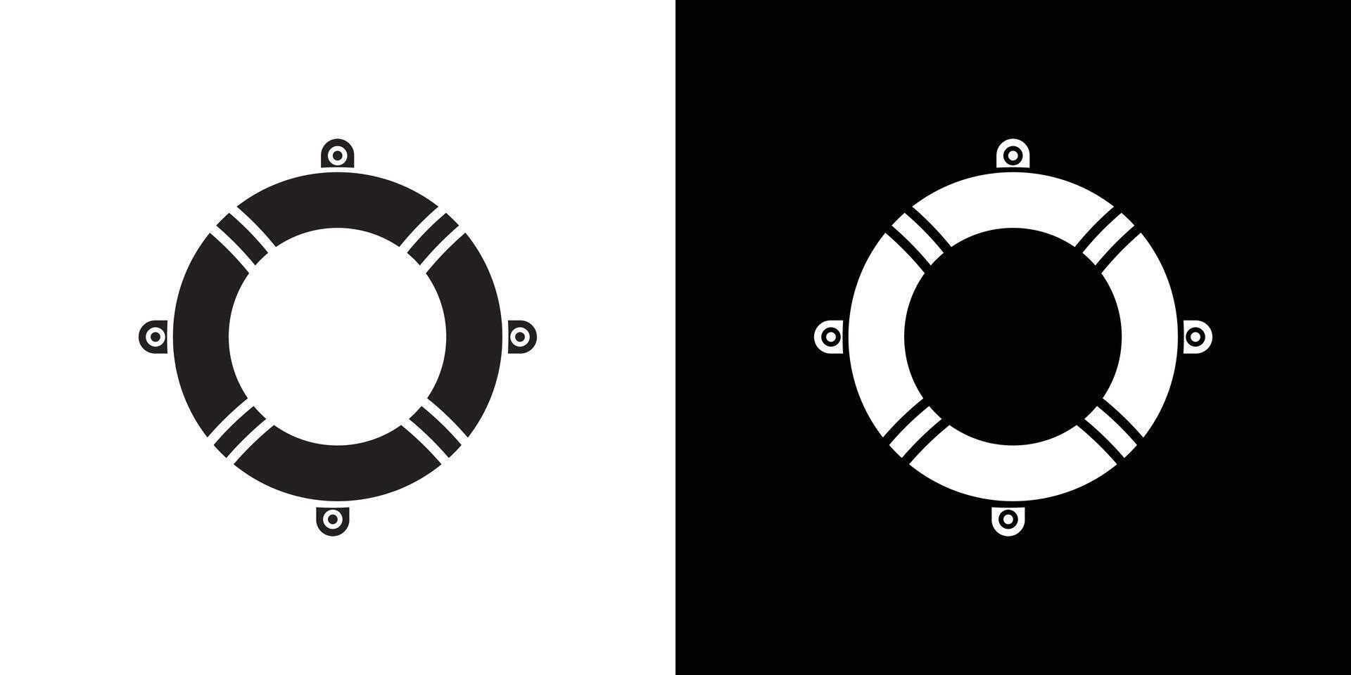 Lifebuoy ring icon Thin line flat illustration vector