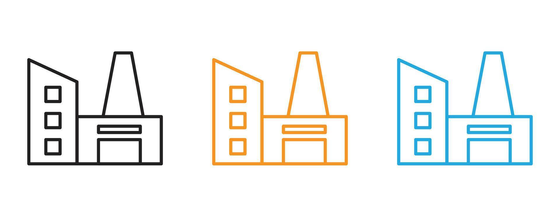 Factory icon Thin line illustration set vector