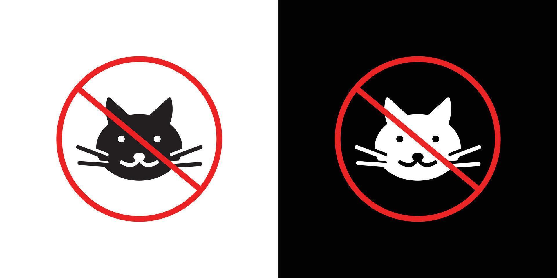 No cats allowed icon Thin line flat illustration vector