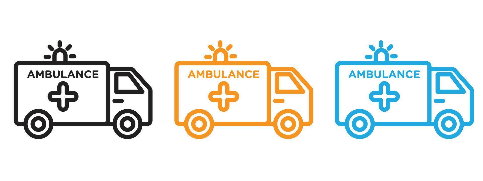 Ambulance icon Thin line illustration set vector