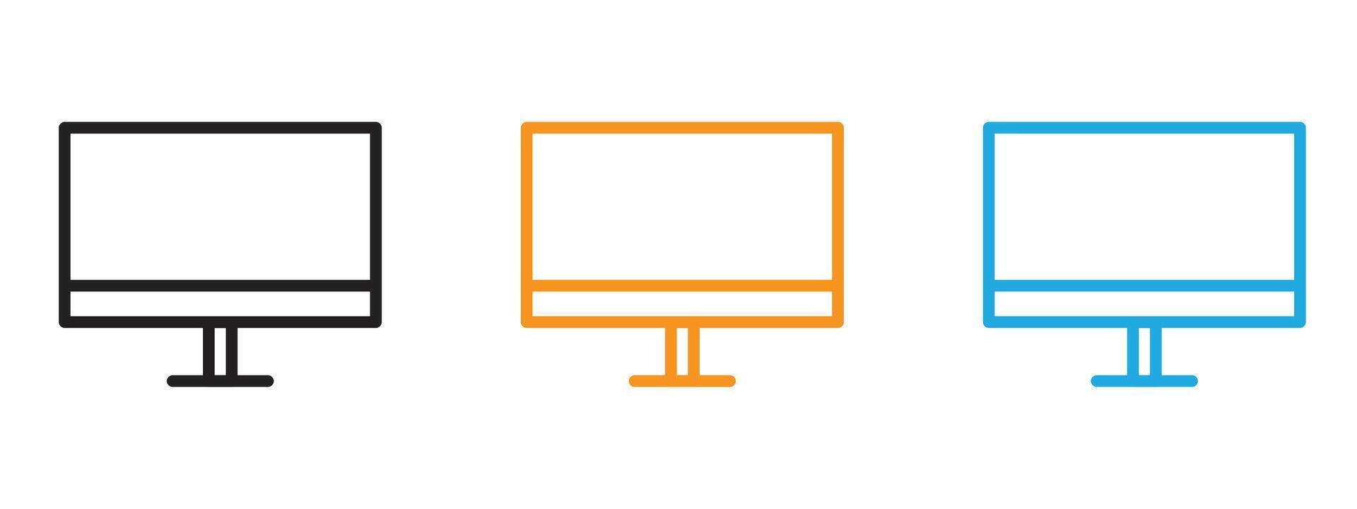 Desktop icon Thin line illustration set vector