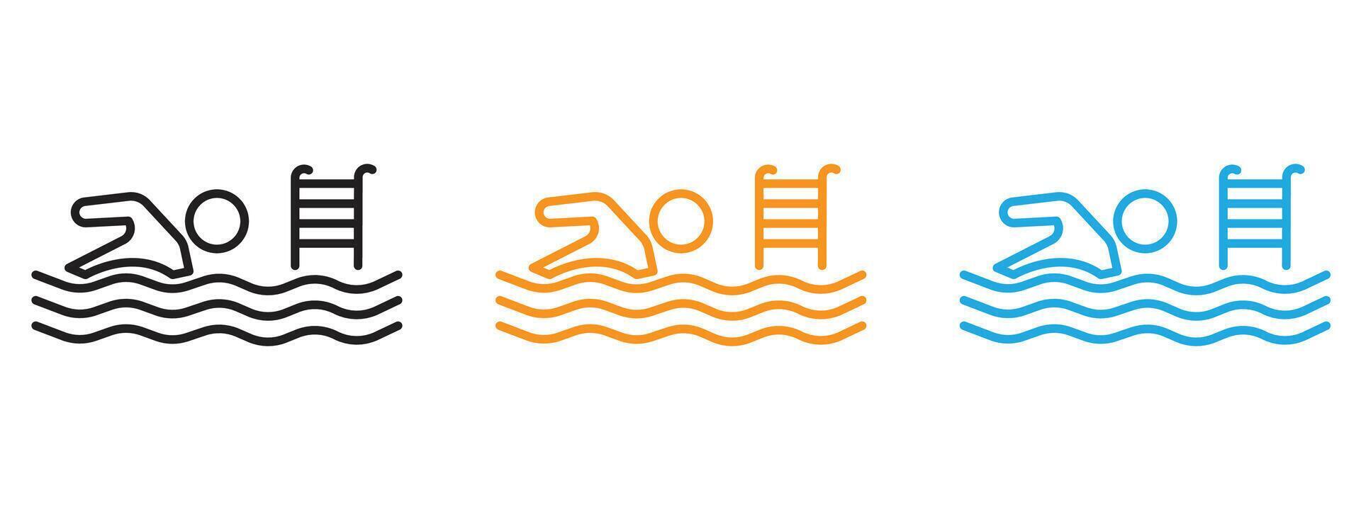 Swimming pool icon Thin line illustration set vector