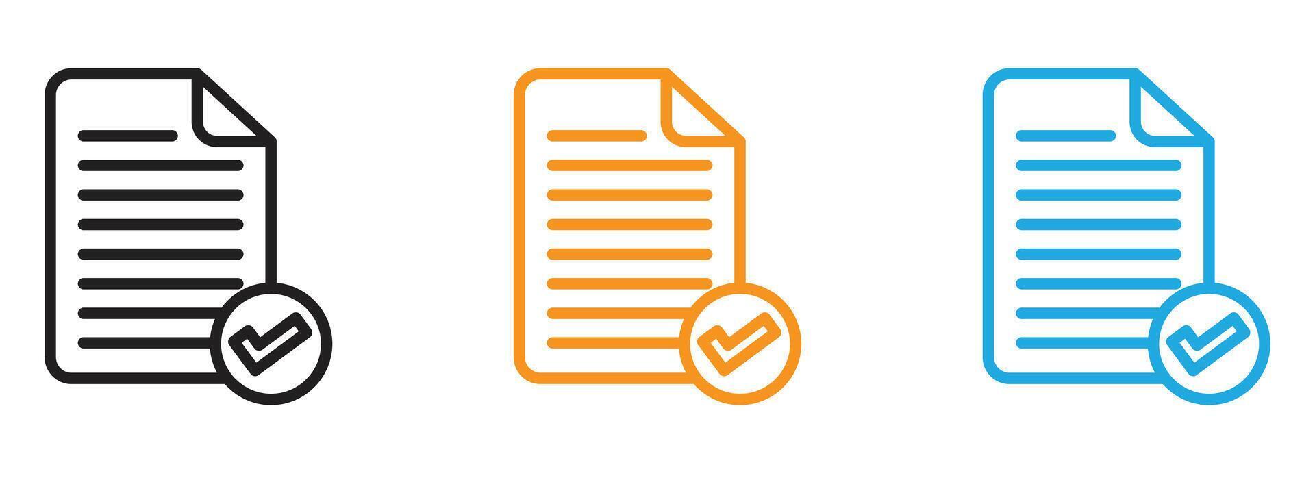 Accept document icon Thin line illustration set vector