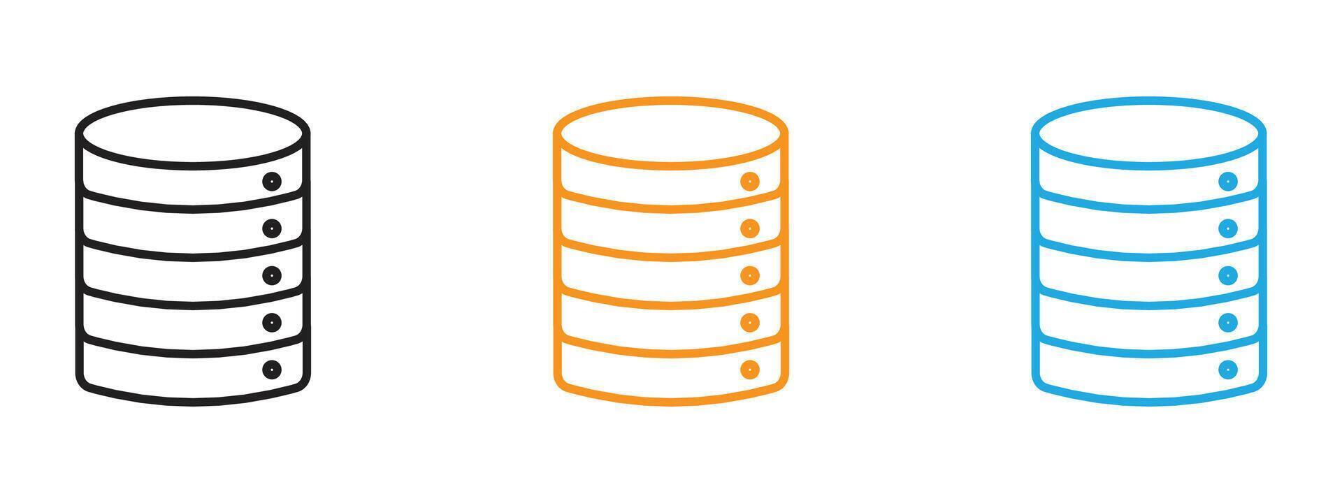 Database icon Thin line illustration set vector
