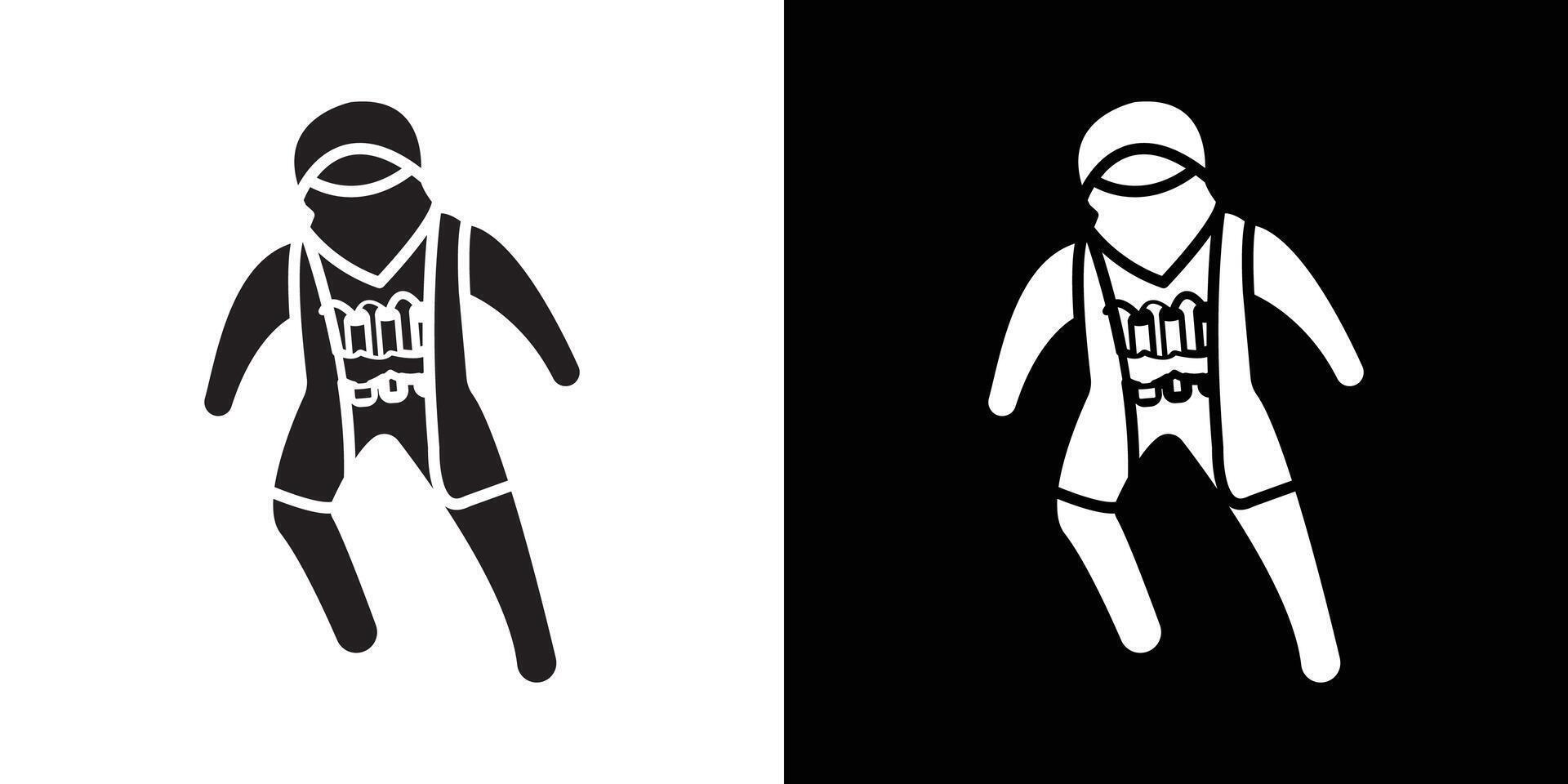 Terrorist with a bomb icon Thin line flat illustration vector