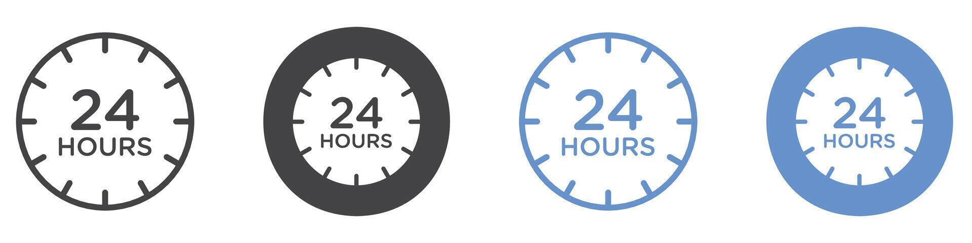 24 hours icon flat line symbol set. vector