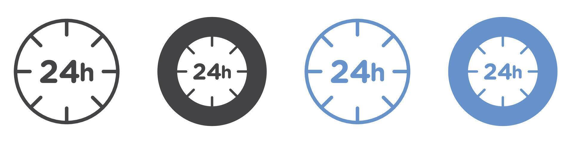 24 hrs icon flat line symbol set. vector