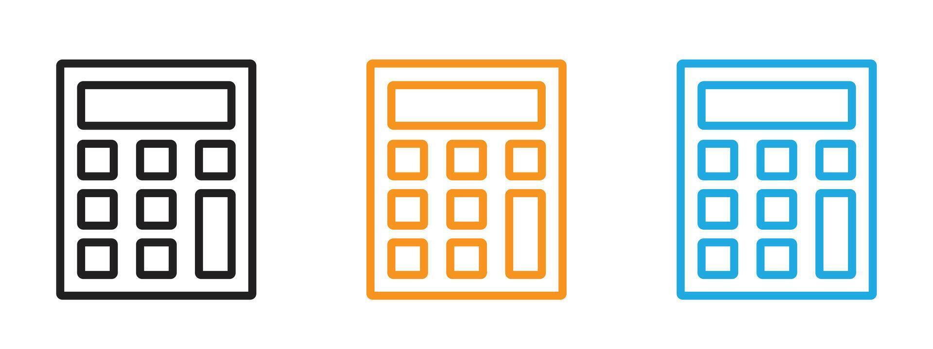 Calculator icon Thin line illustration set vector