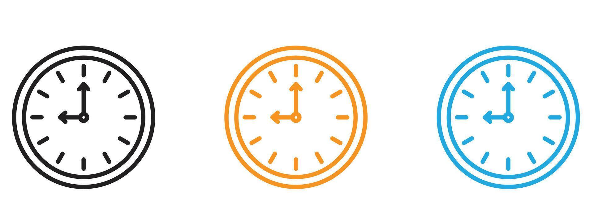 Time icon Thin line illustration set vector