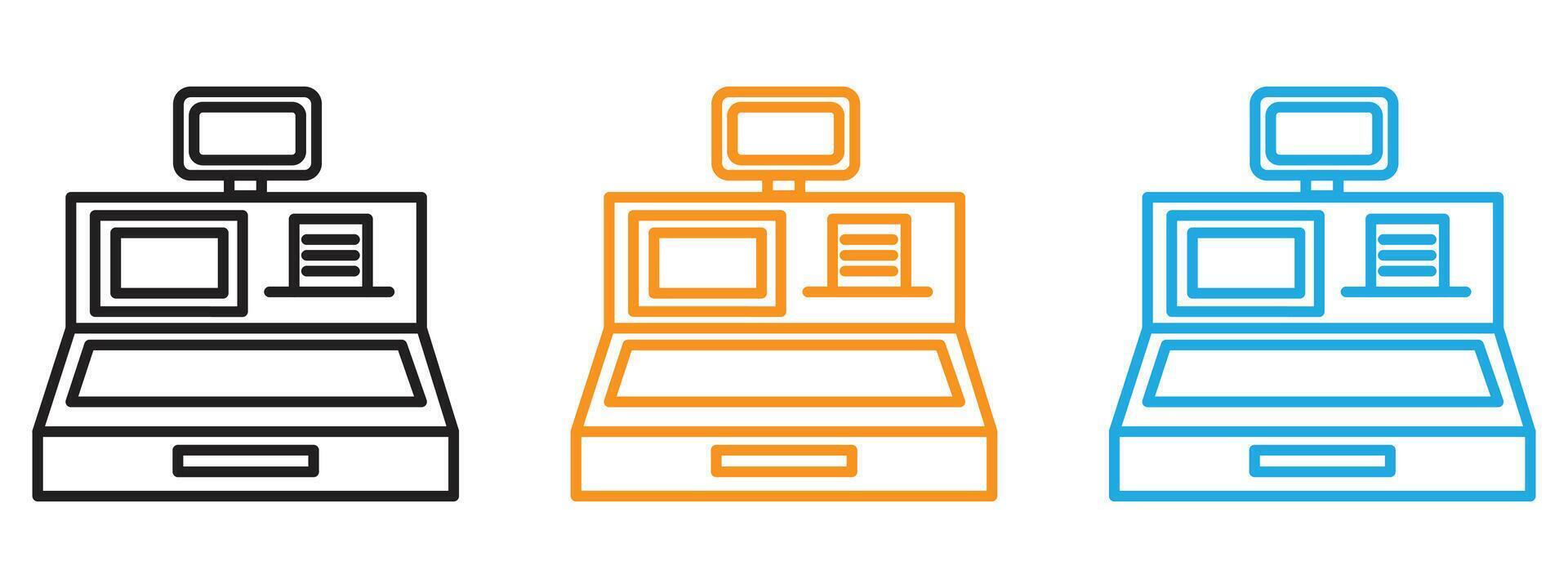 Cash register icon Thin line illustration set vector