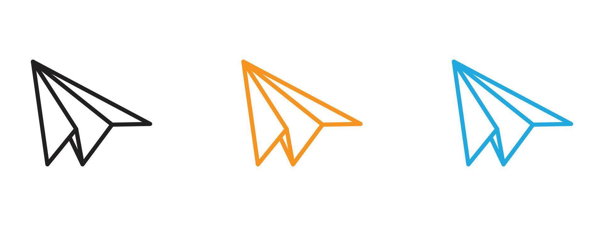 Paper plane icon Thin line illustration set vector