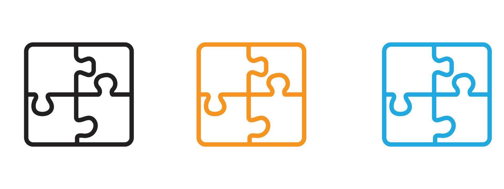 Puzzle icon Thin line illustration set vector