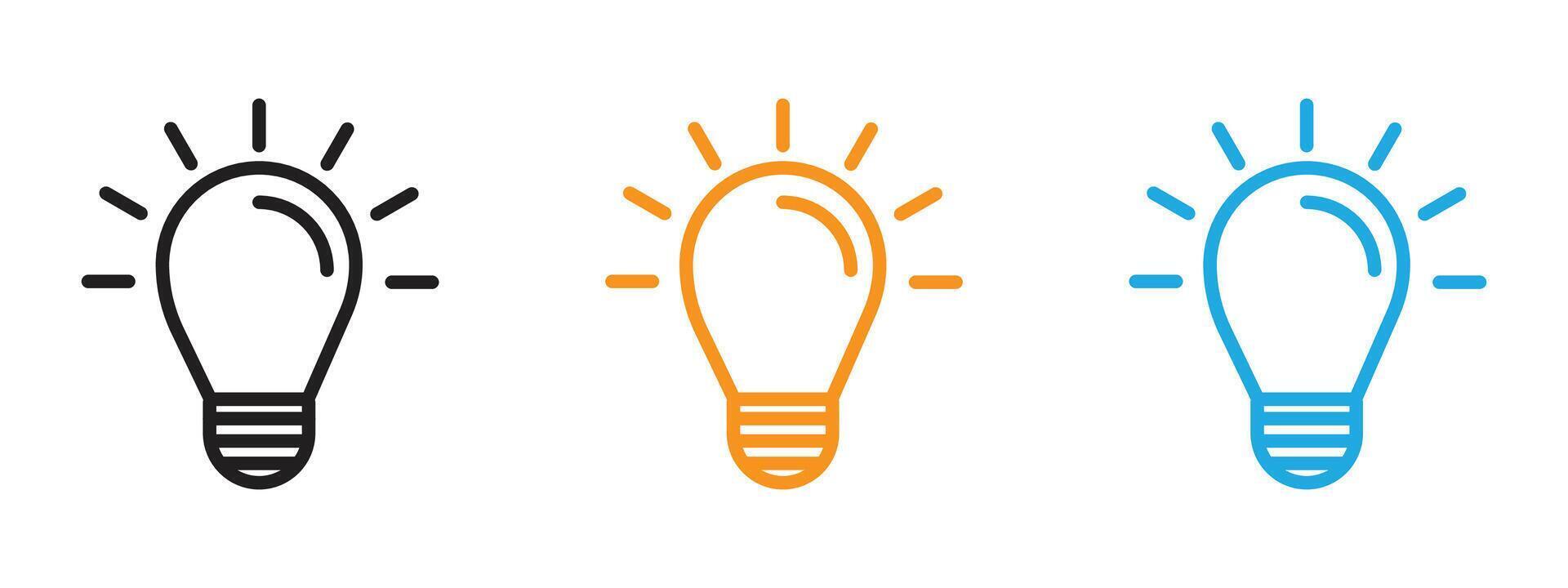 Bulb icon Thin line illustration set vector