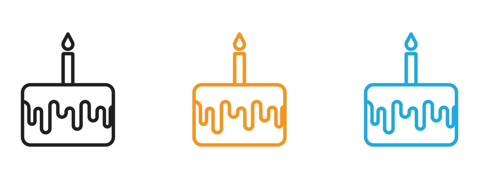 Birthday cake icon Thin line illustration set vector