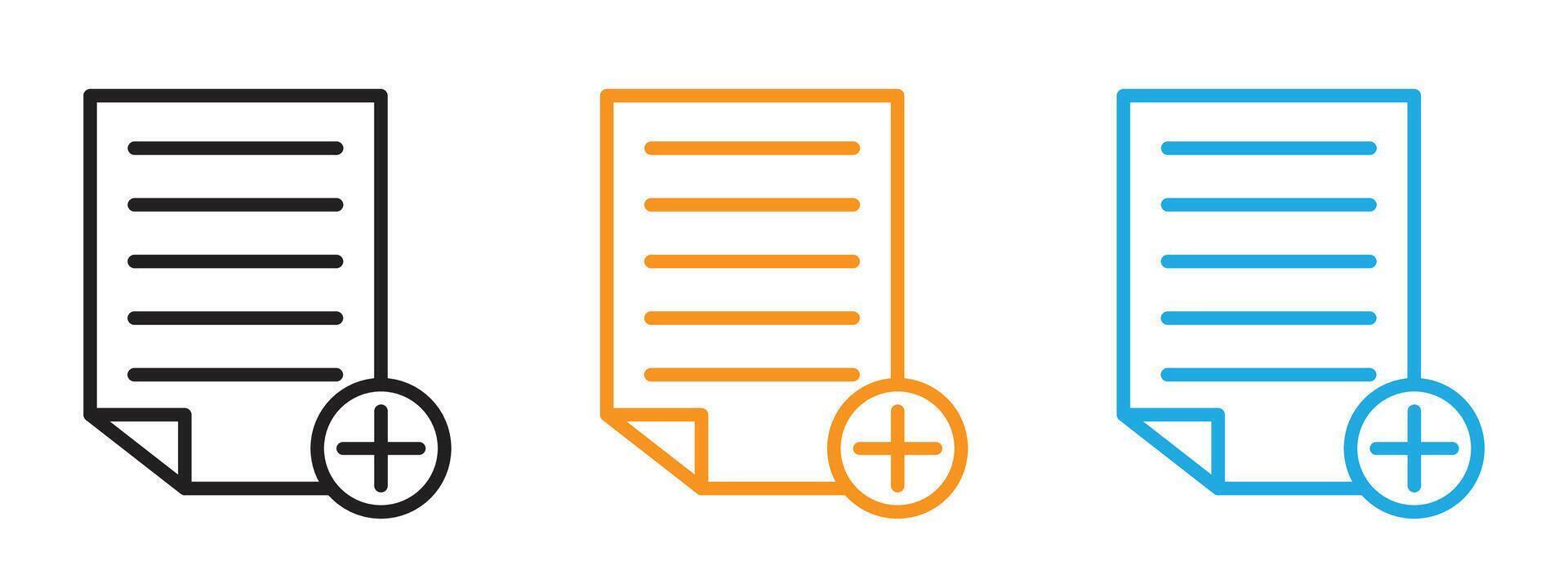 Add document icon Thin line illustration set vector