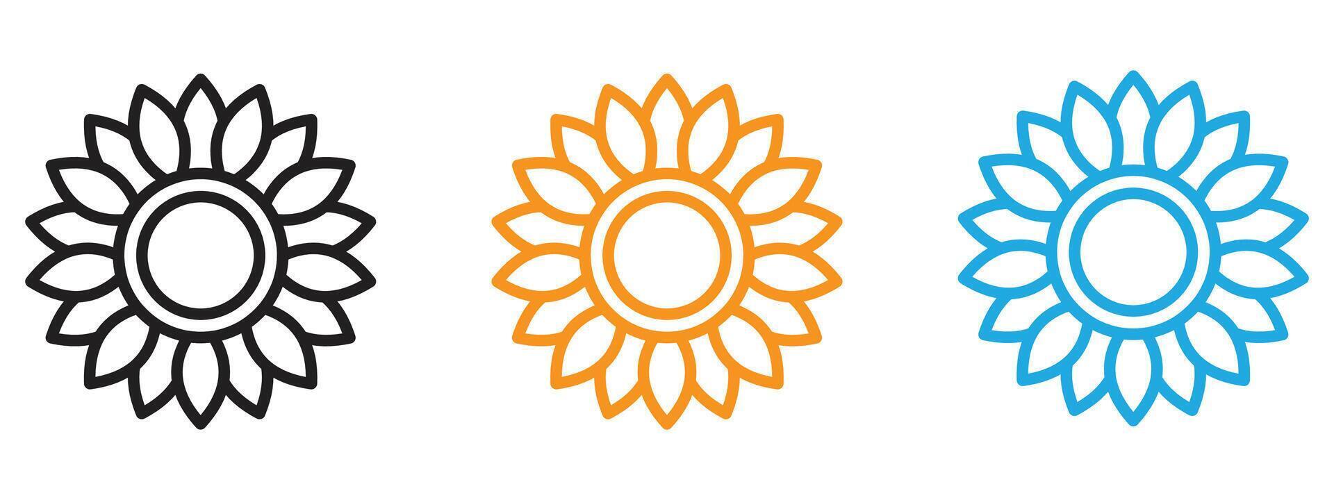 Sunflower icon Thin line illustration set vector