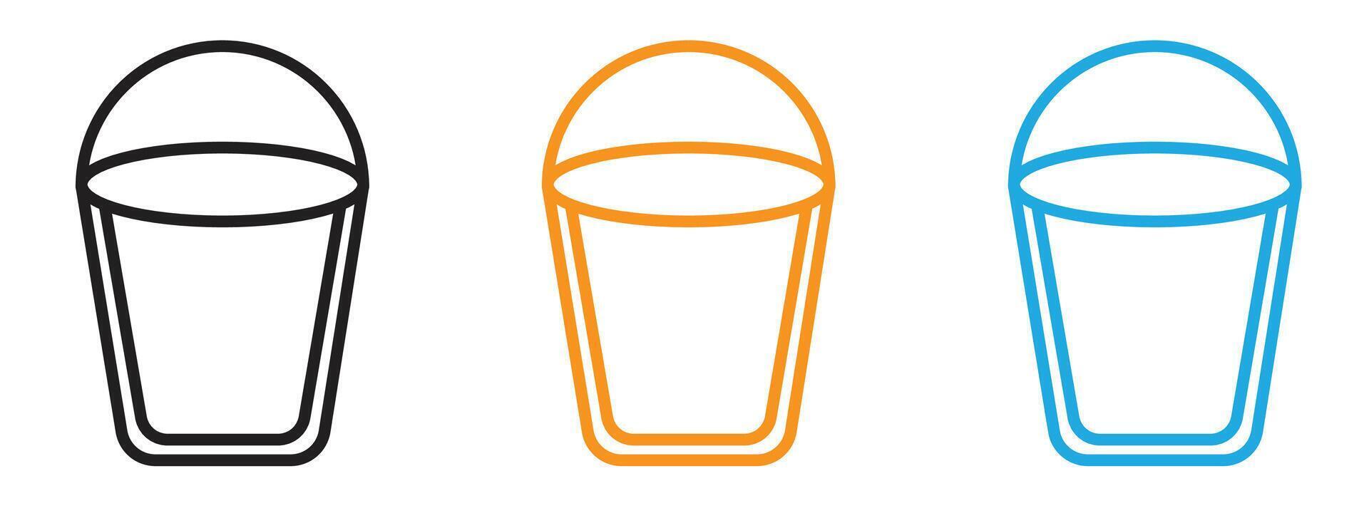 Bucket icon Thin line illustration set vector