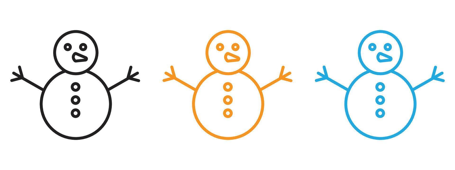 Snowman icon Thin line illustration set vector