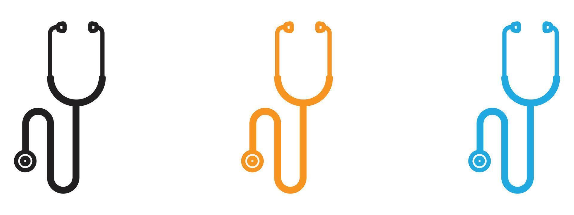 Stethoscope icon Thin line illustration set vector