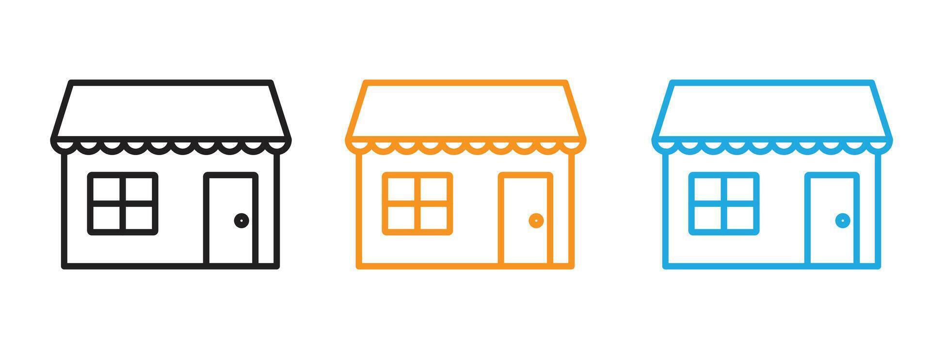 Store icon Thin line illustration set vector
