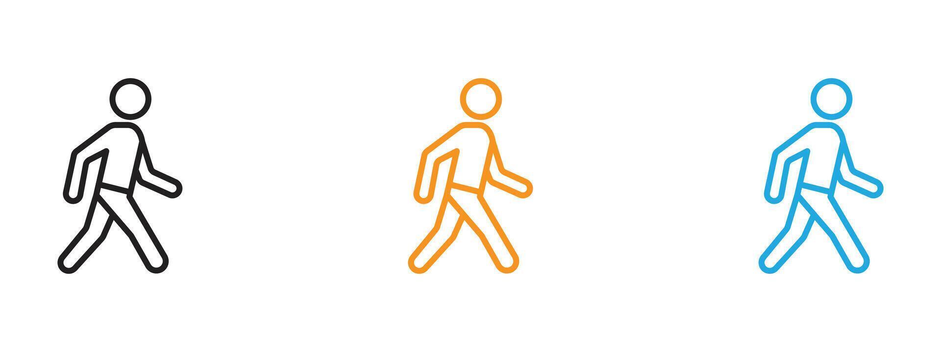 Walk icon Thin line illustration set vector