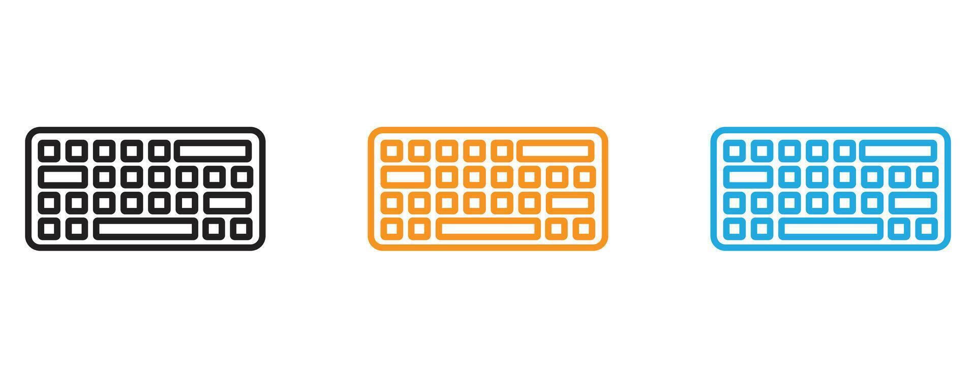 Keyboard icon Thin line illustration set vector