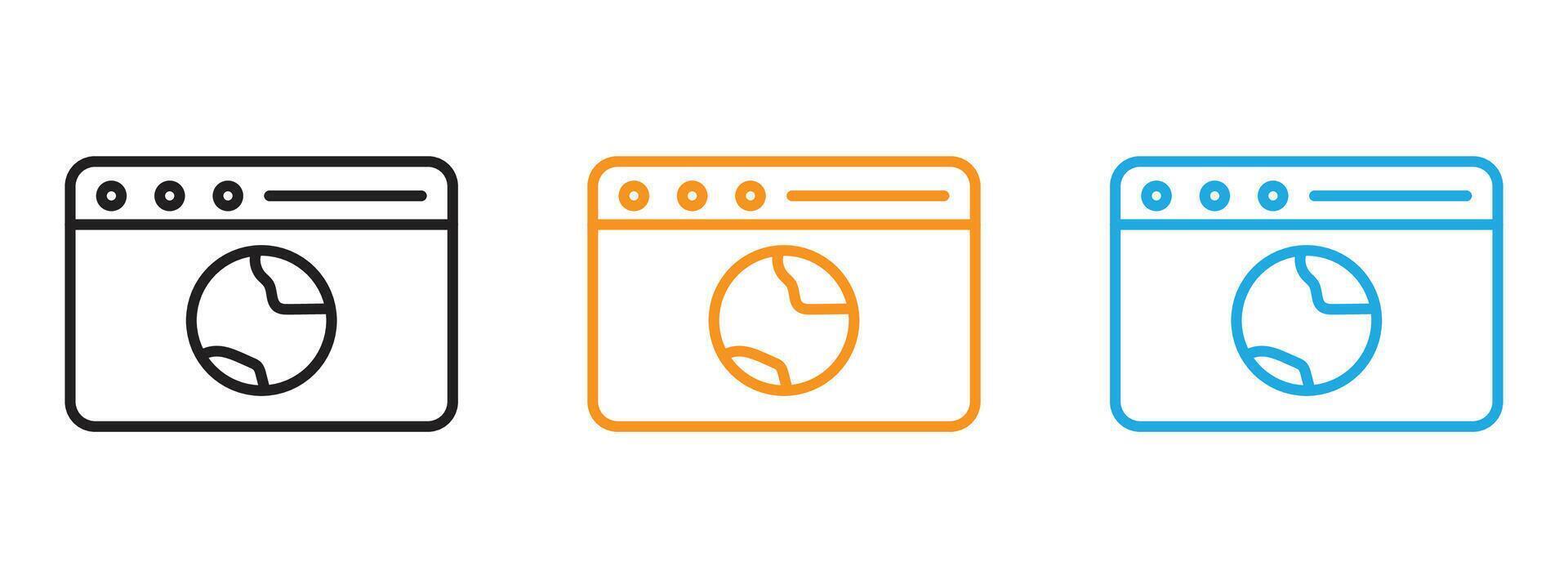Browser icon Thin line illustration set vector