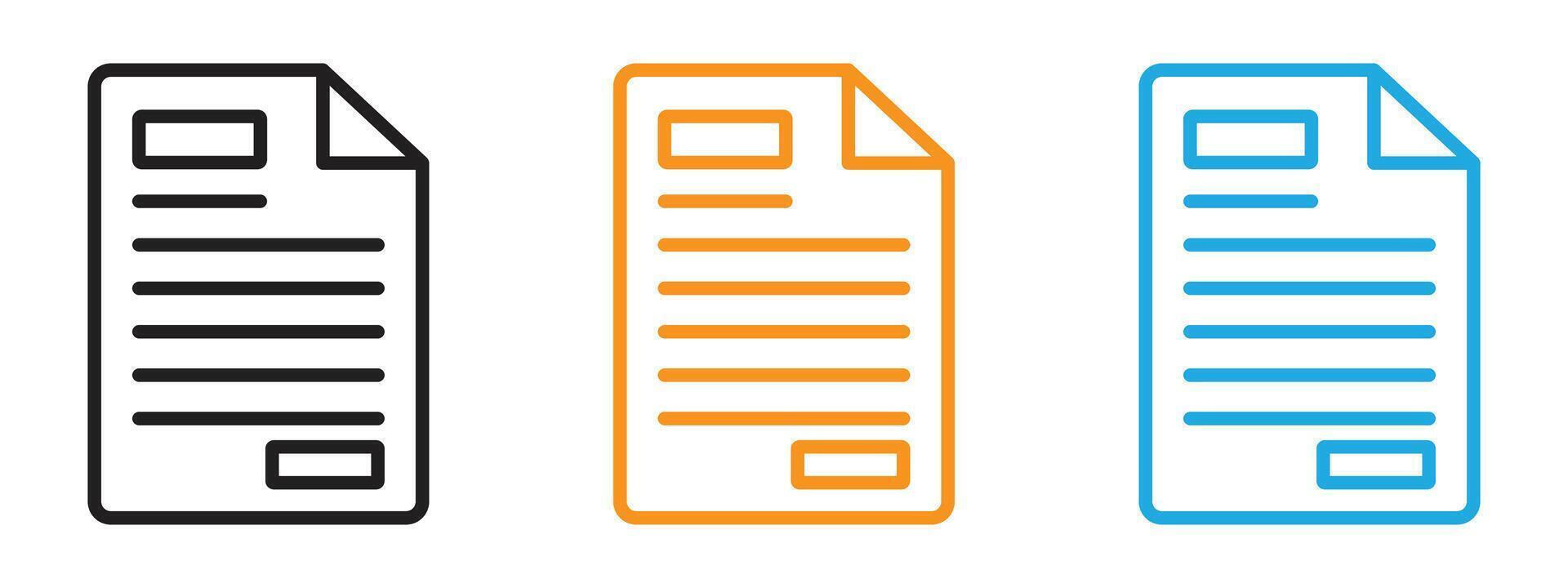 Document icon Thin line illustration set vector