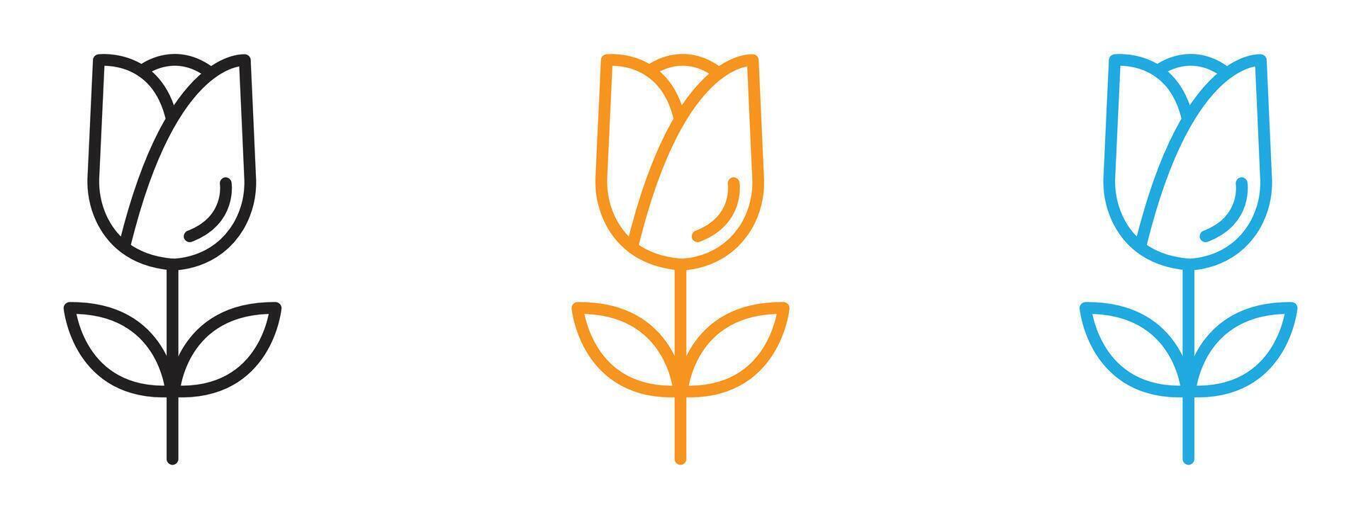 Tulip icon Thin line illustration set vector