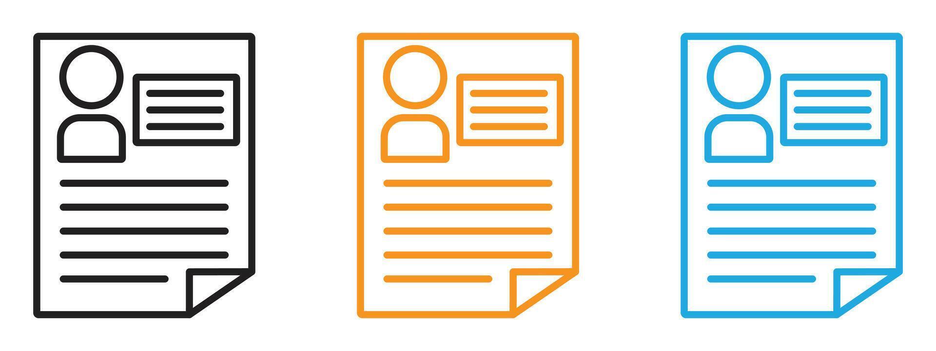 Personal documents icon Thin line illustration set vector
