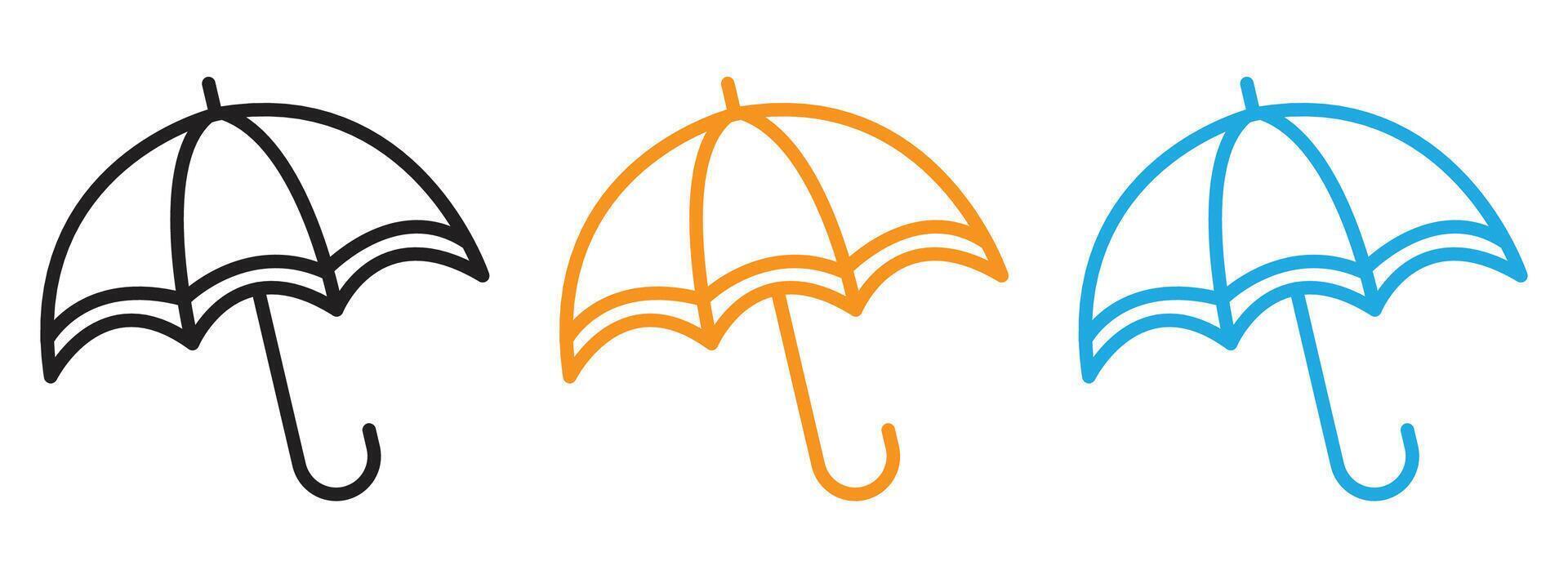 Umbrella icon Thin line illustration set vector
