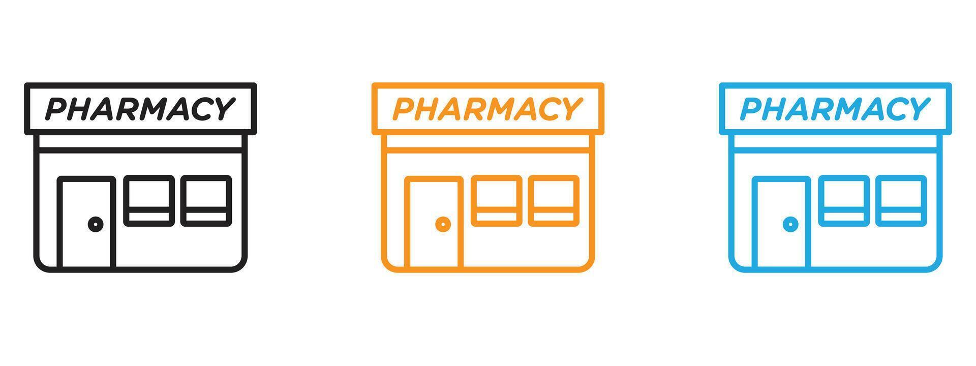 Pharmacy icon Thin line illustration set vector