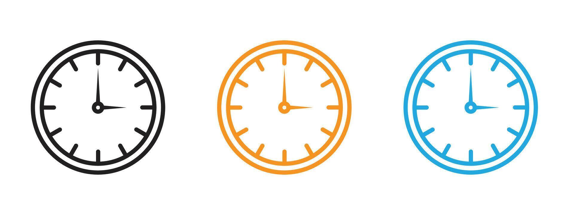 Time clock icon Thin line illustration set vector