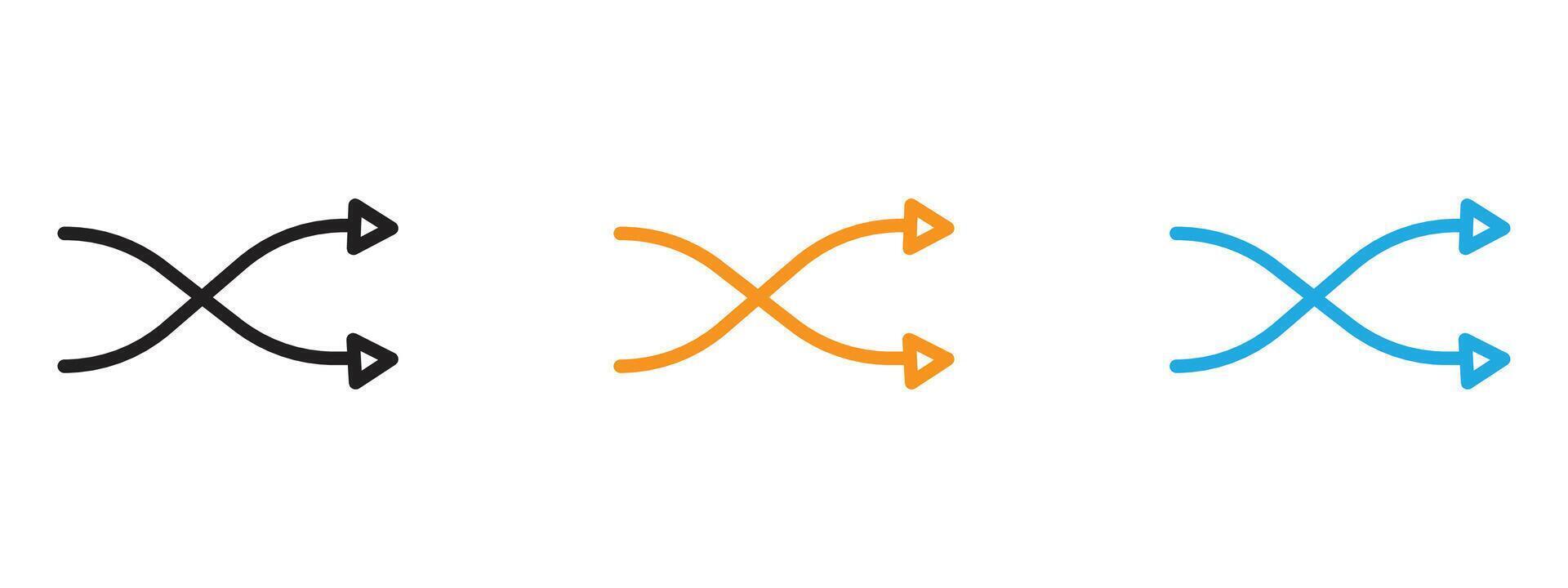 Shuffle icon Thin line illustration set vector