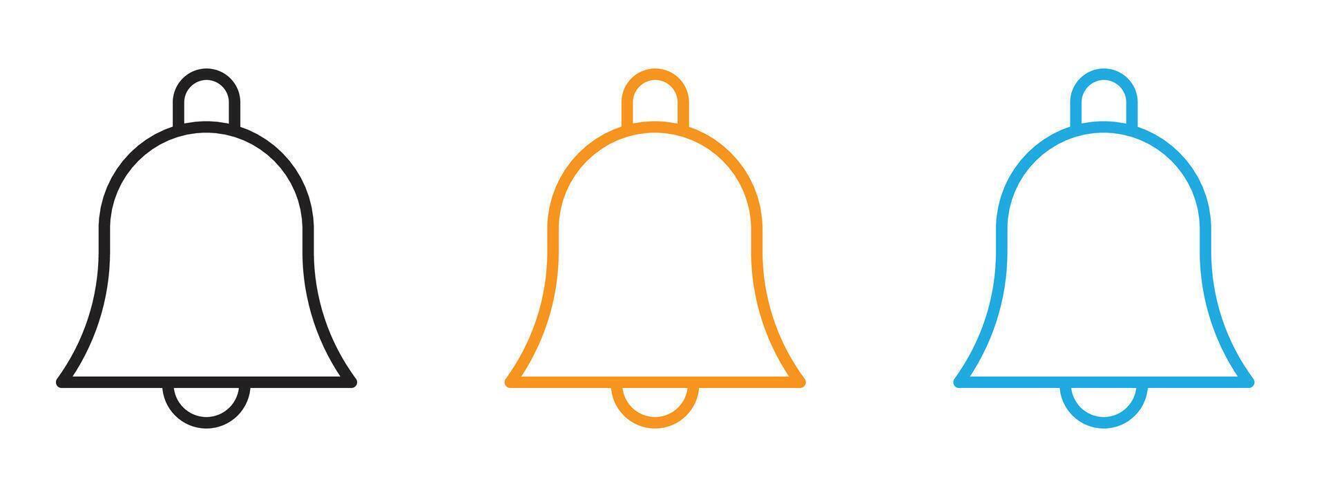 Bell icon Thin line illustration set vector