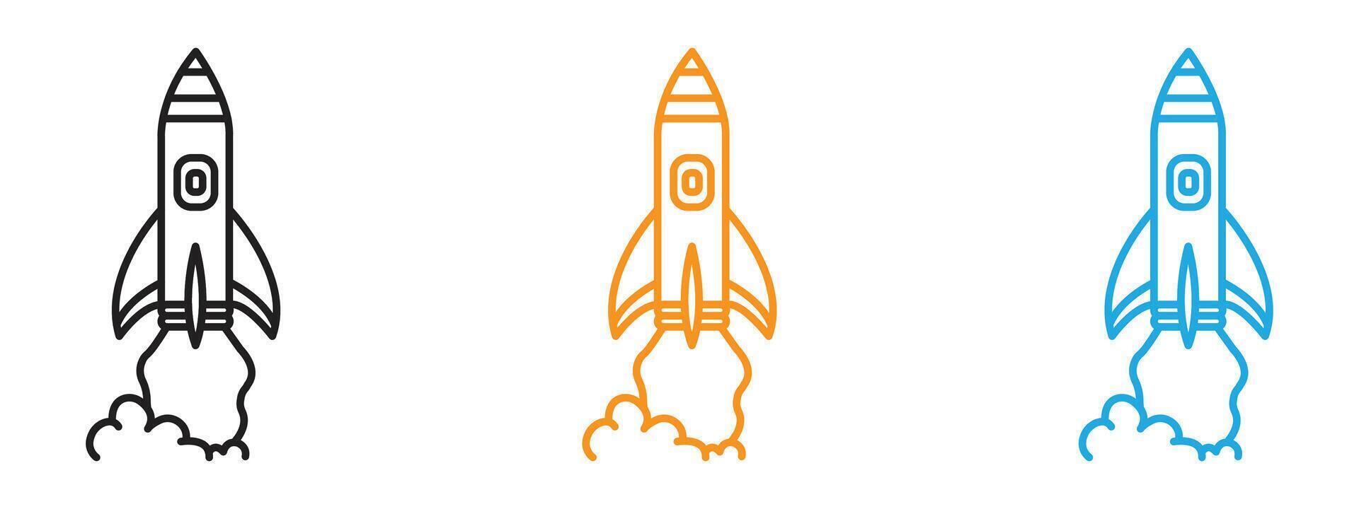 Rocket launch icon Thin line illustration set vector