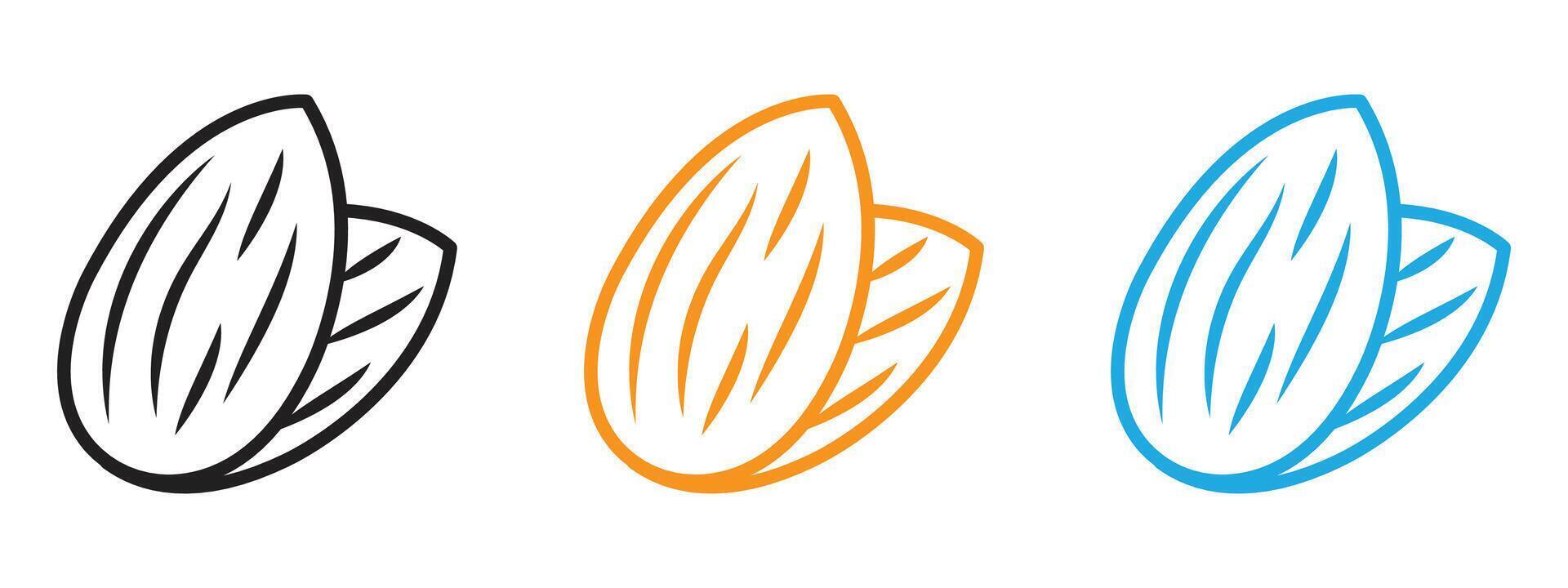 Almond icon Thin line illustration set vector