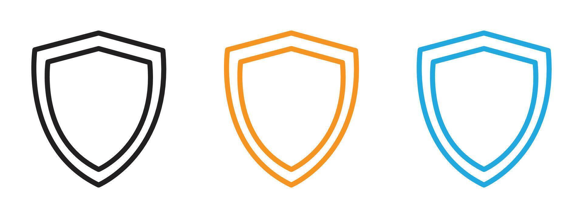 Shield icon Thin line illustration set vector